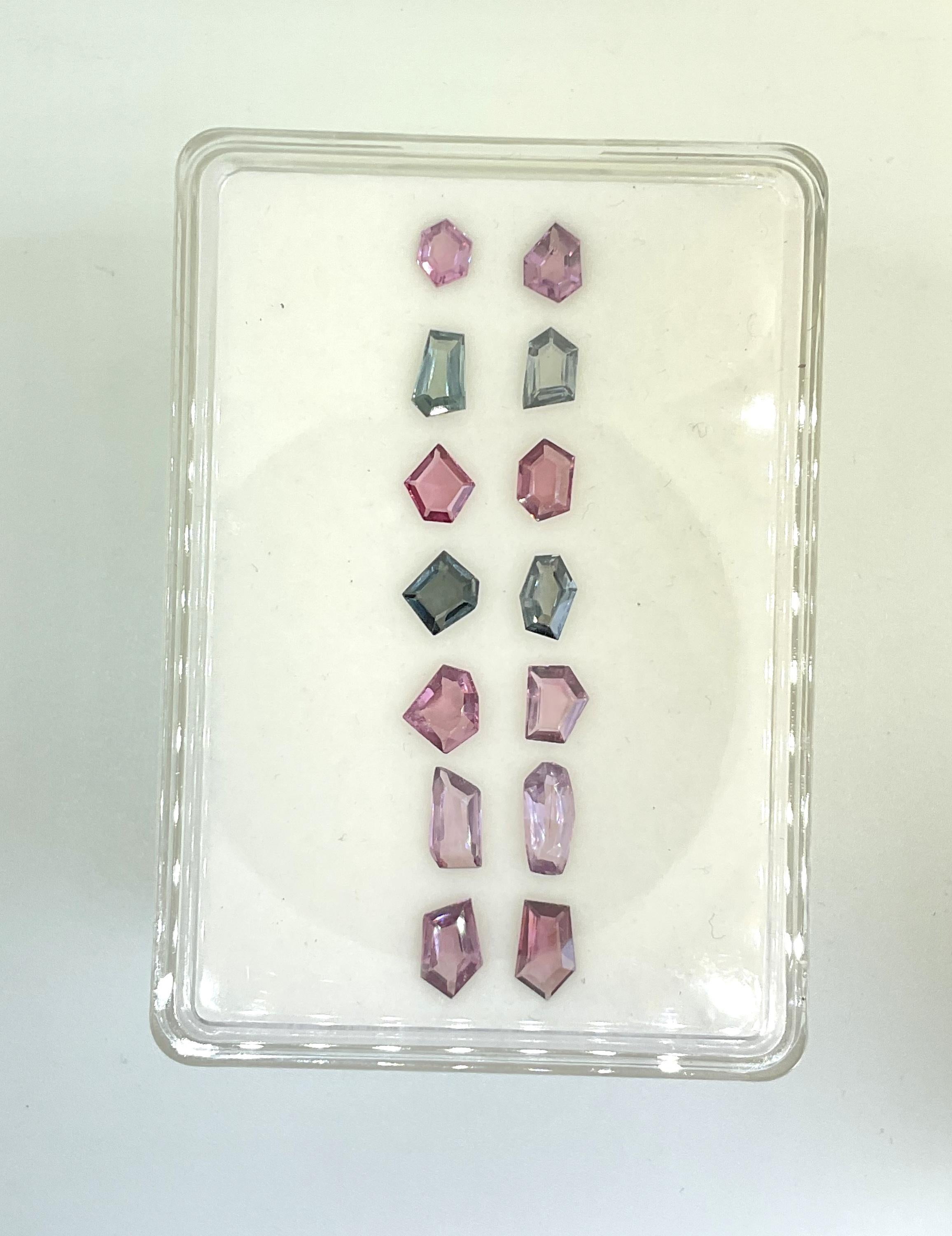 Art Deco 12.40 Carats Grey & Pink Spinel Fancy Cut Stone Natural Gem For Top Fine Jewelry For Sale