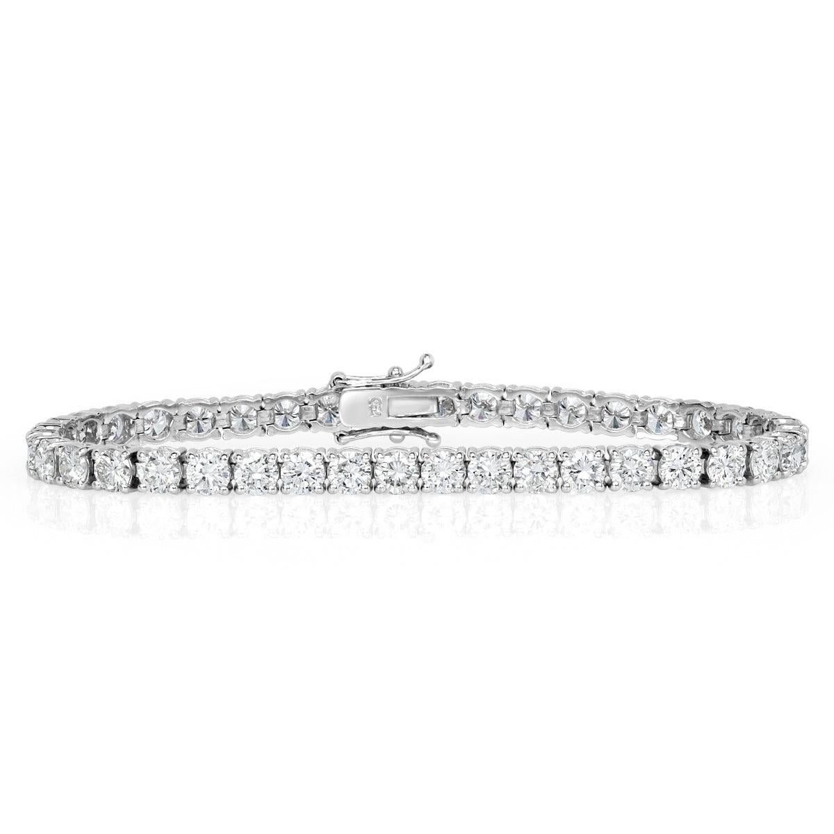 12.40ct Round Brilliant Cut Diamond Tennis Bracelet in 14k White Gold