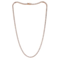 12.40ct Round Brilliant Cut Diamond Tennis Necklace in 14k Rose Gold