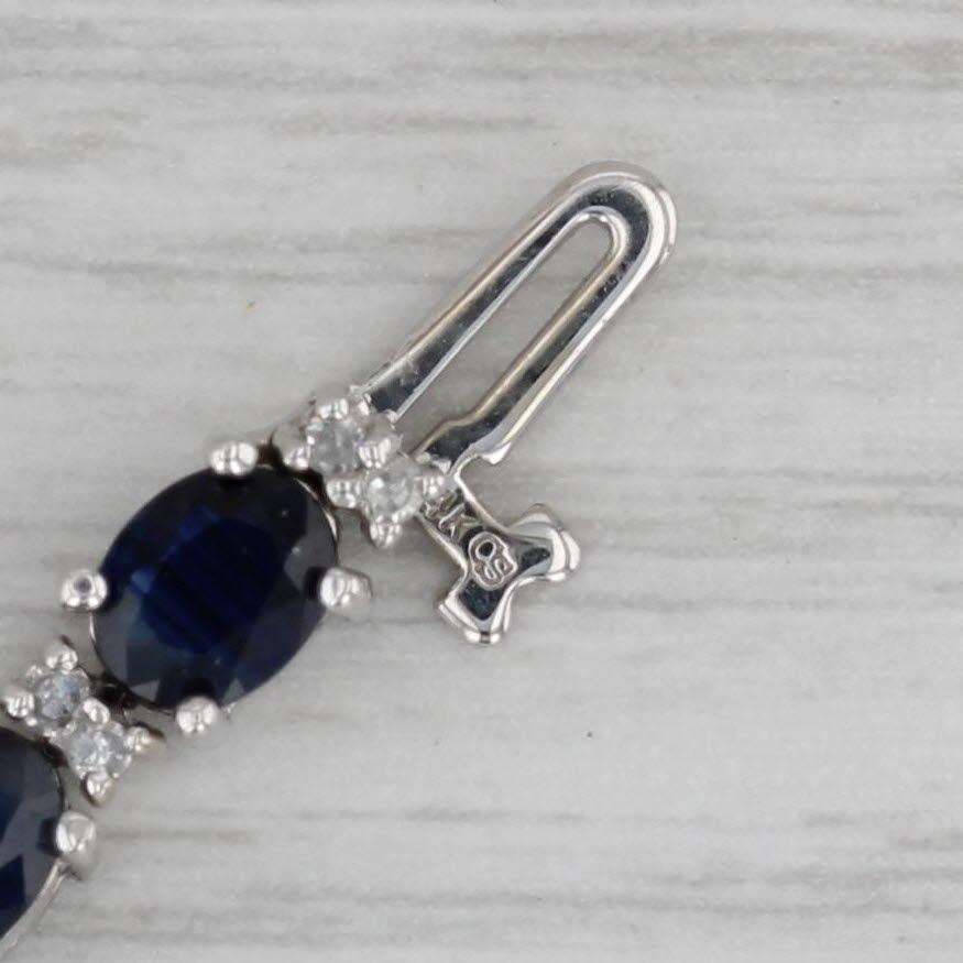 12.40ctw Blue Sapphire Diamond Tennis Bracelet 14k White Gold 6.75