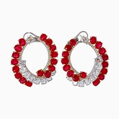 12.41 Carat Burma Ruby No Heat and Diamond Earrings in 18 Karat White Gold