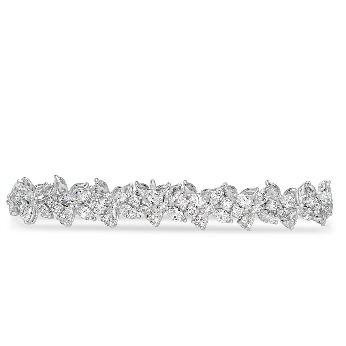 Mark Broumand 12.41 Carat Fancy Floral Cluster Diamond Bracelet In New Condition For Sale In Los Angeles, CA