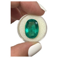 Esmeralda colombiana verde intenso de 12,42 quilates, talla oval - Gema del mes de mayo