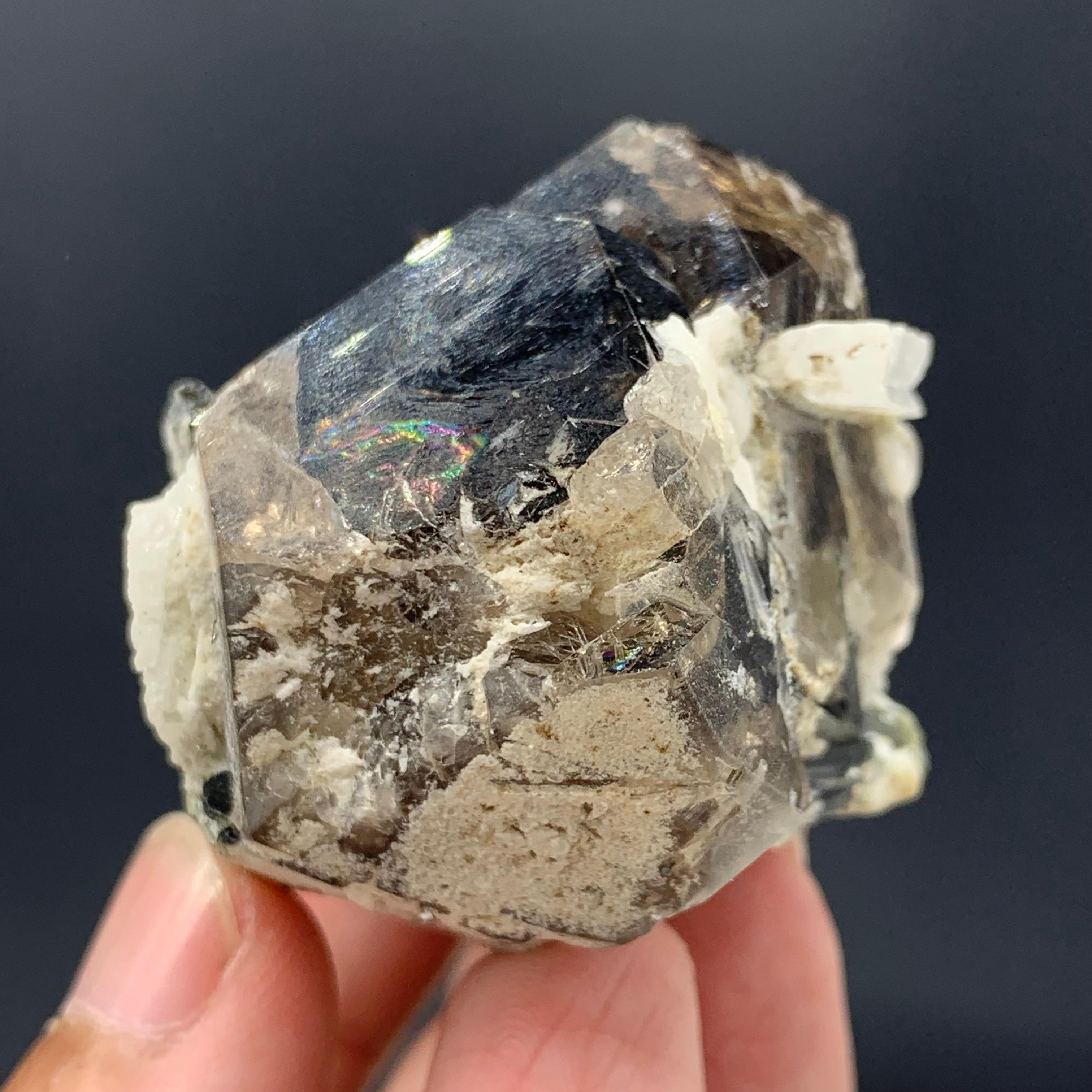 124.27 Gram Lovely Smoky Quartz With Tourmaline Crystals From Skardu, Pakistan  For Sale 5