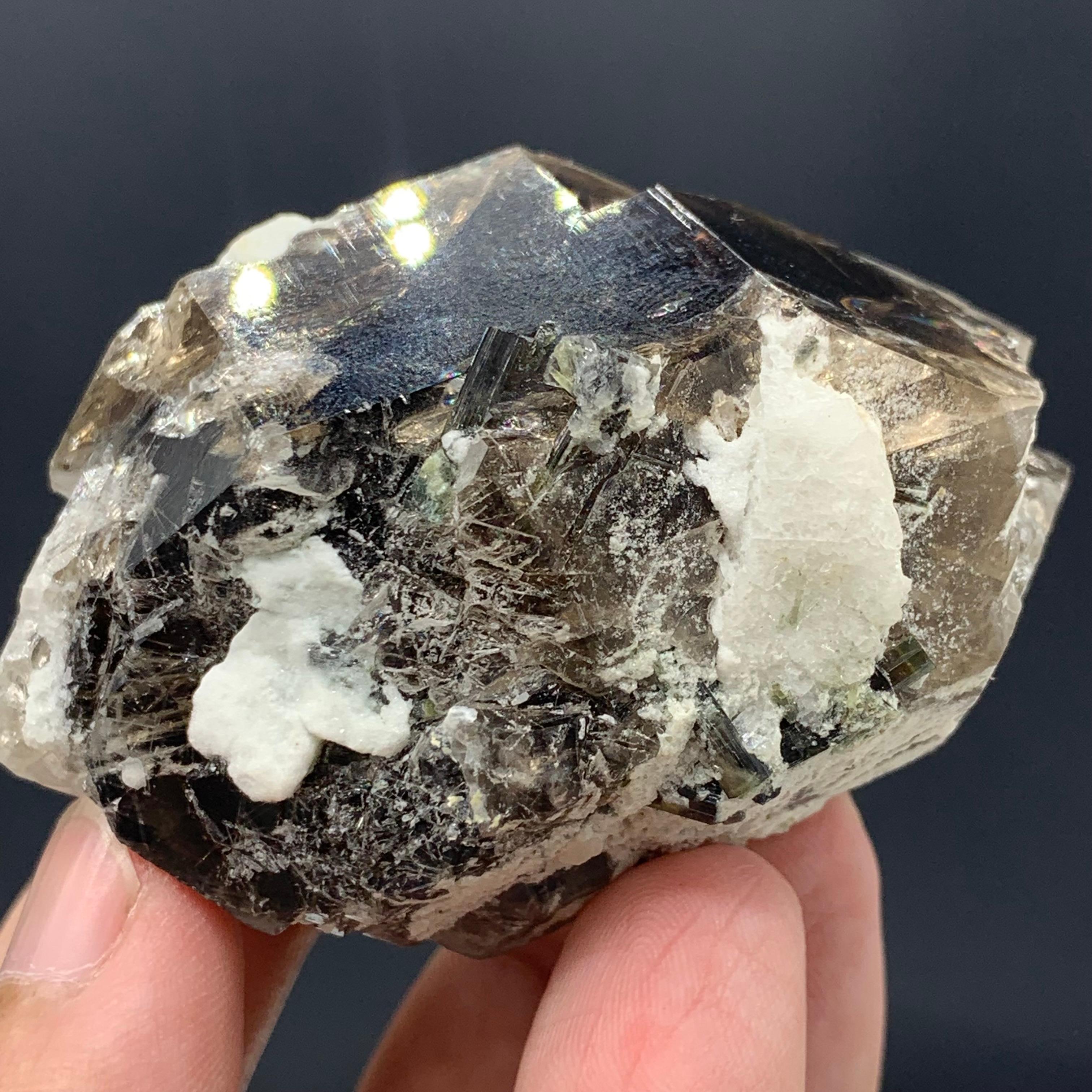 124.27 Gram Lovely Smoky Quartz With Tourmaline Crystals From Skardu, Pakistan  For Sale 6