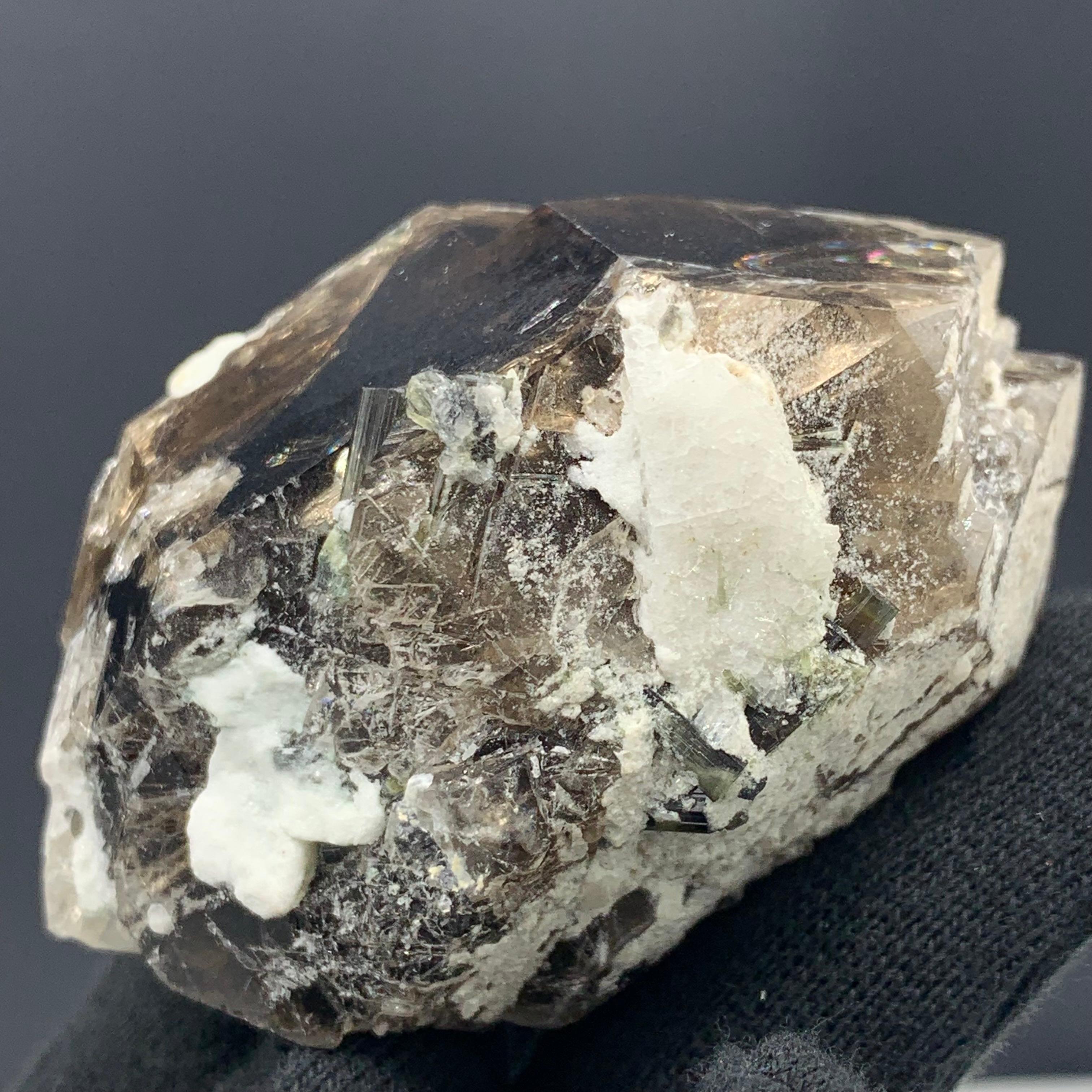 Adam Style 124.27 Gram Lovely Smoky Quartz With Tourmaline Crystals From Skardu, Pakistan For Sale