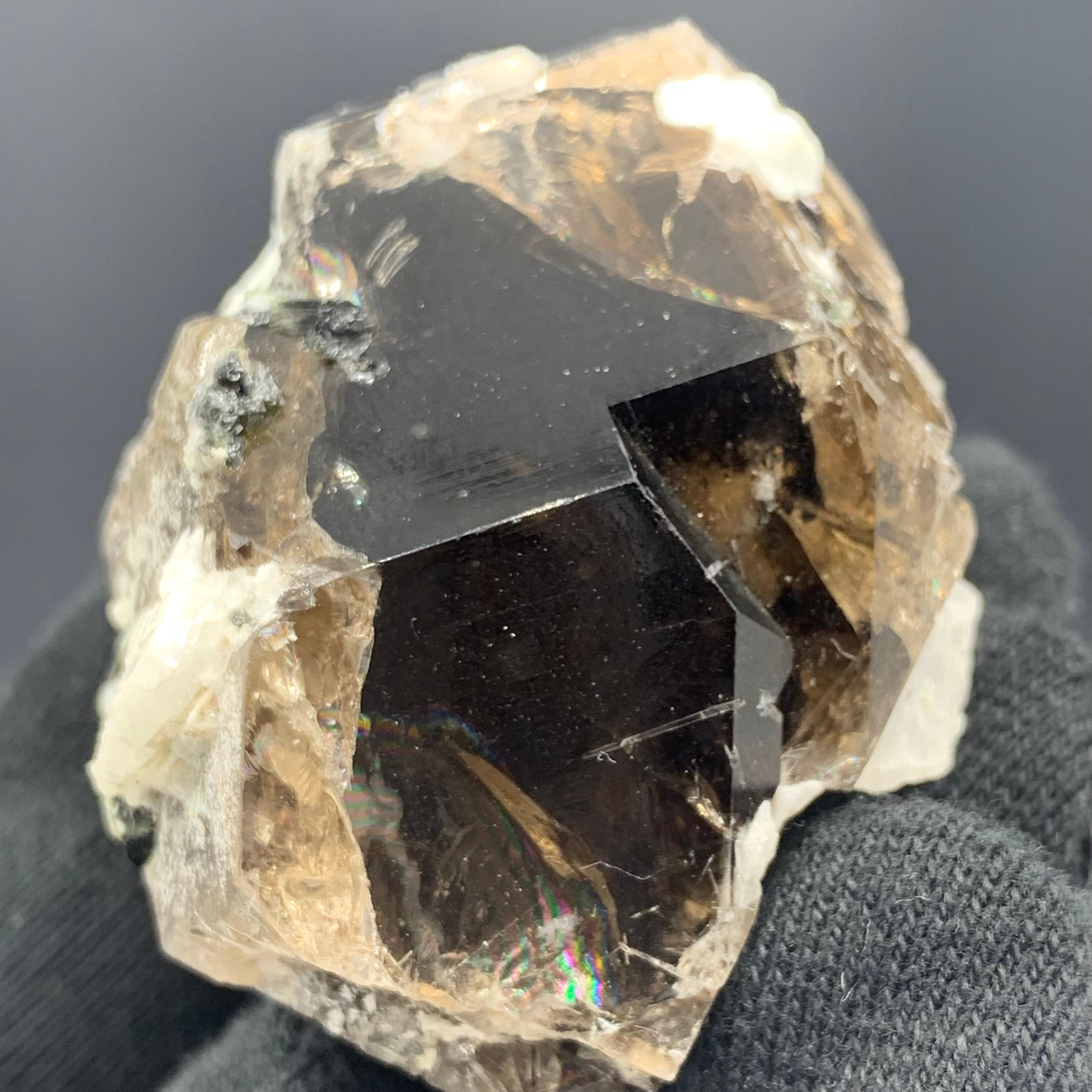 18th Century and Earlier 124.27 Gram Lovely Smoky Quartz With Tourmaline Crystals From Skardu, Pakistan  For Sale