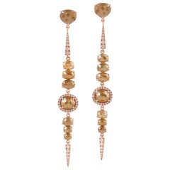 Boucles d'oreilles linéaires en or 18 carats avec diamants fantaisie de 12,43 carats