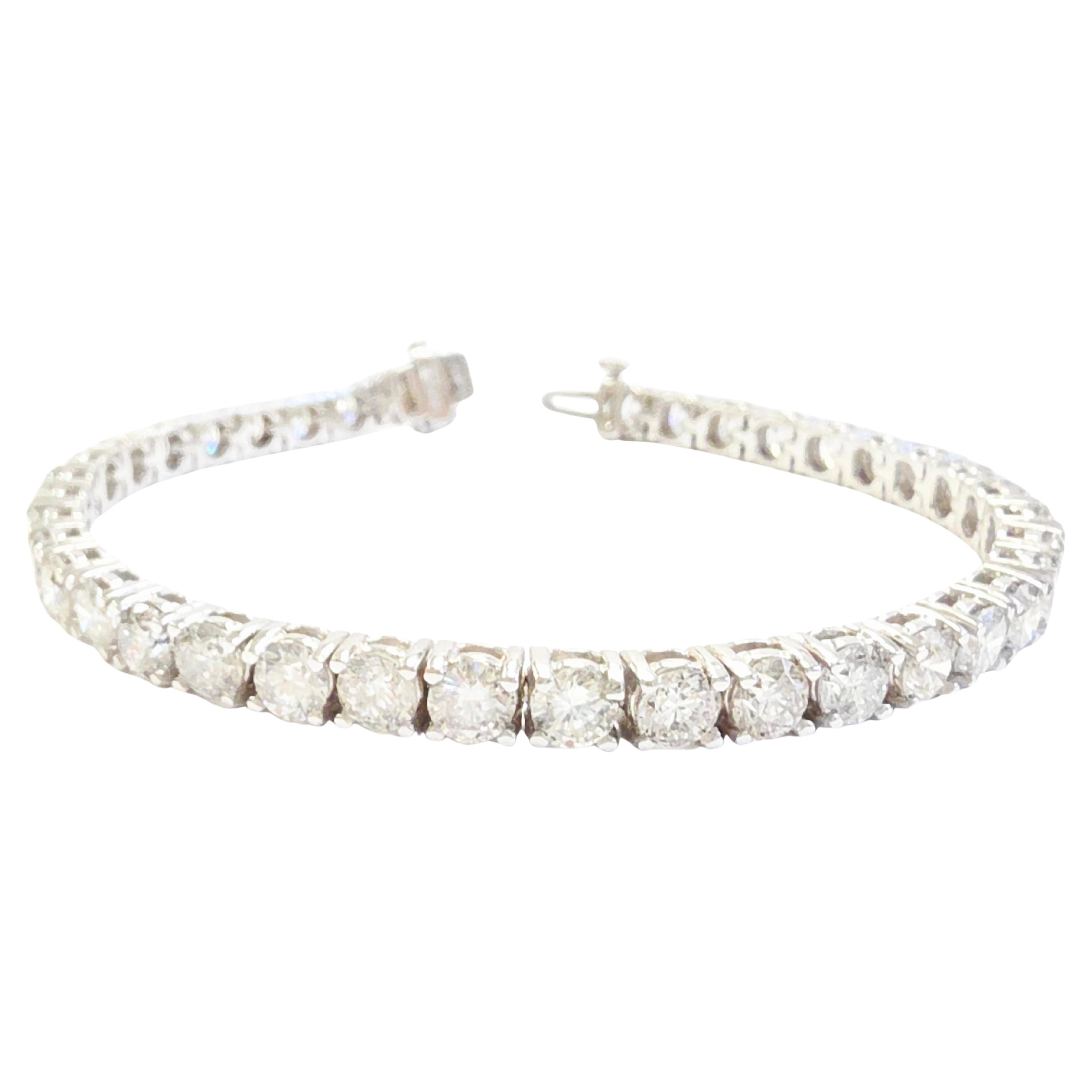 Pulsera de tenis de diamantes naturales de 12,43 quilates y oro blanco de 14 quilates