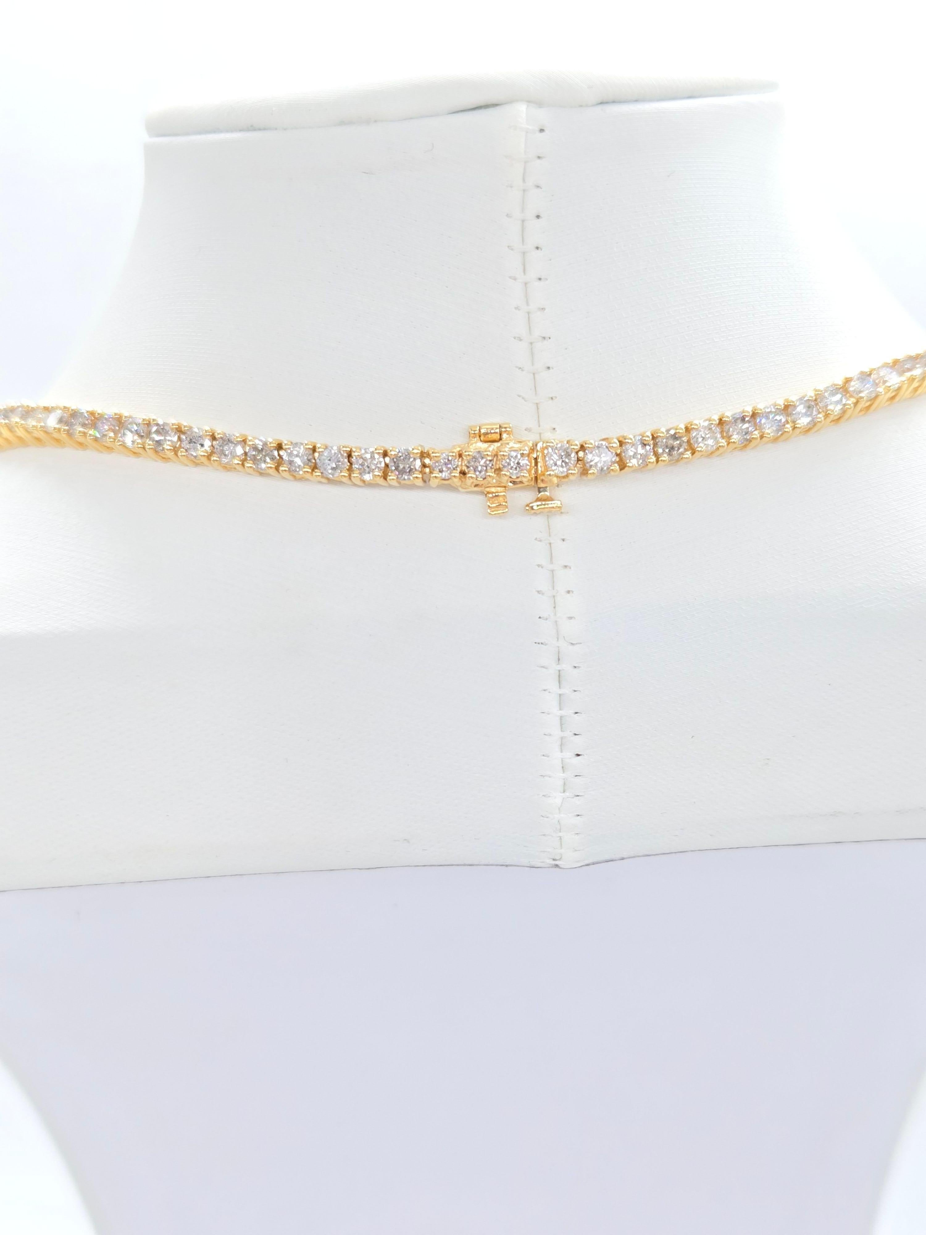 12,43 Karat natürlicher Diamant-Tennis-Halskette aus 14K Gelbgold 18