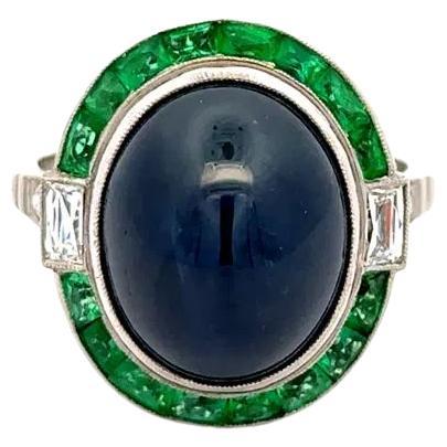 12.43 Carat Sugarloaf Sapphire GIA and Diamond Platinum Statement Cocktail Ring