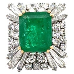 12.43CT Emerald & Diamond Cocktail Ring GIA