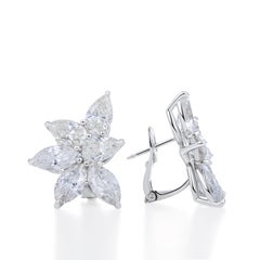 12.44 Carat Mixed Cut Diamond Dangle Earrings in Platinum and 18k Gold