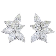 12.44 Carat Mixed Cut Diamond Dangle Earrings in Platinum and 18k Gold