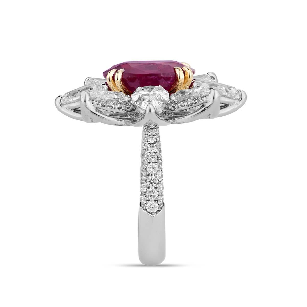 12.44 Carat Natural Unheated Red Oval Ruby Platinum Diamond Cocktail Dress Ring  In New Condition For Sale In London, GB