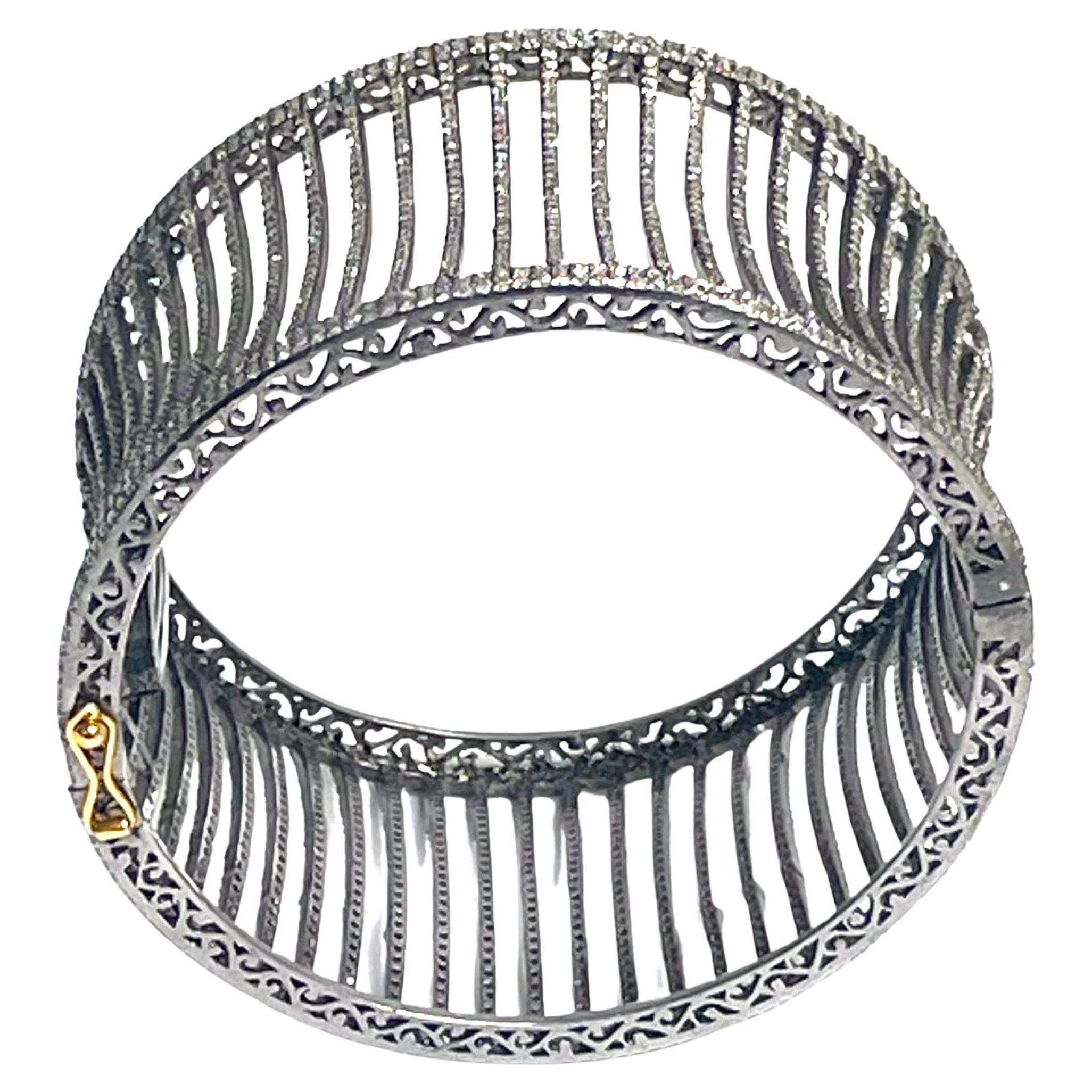 Women's 12.44 Carats Pave Diamond Cuff Paradizia Bracelet For Sale