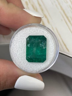 12.45 Carat 15.6x12 Deep Green Zambian Emerald - Emerald Cut May Birthstone Gem