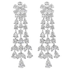 Roman Malakov 12.45 Carat Total Mixed-Cut Diamond Floral Chandelier Earrings