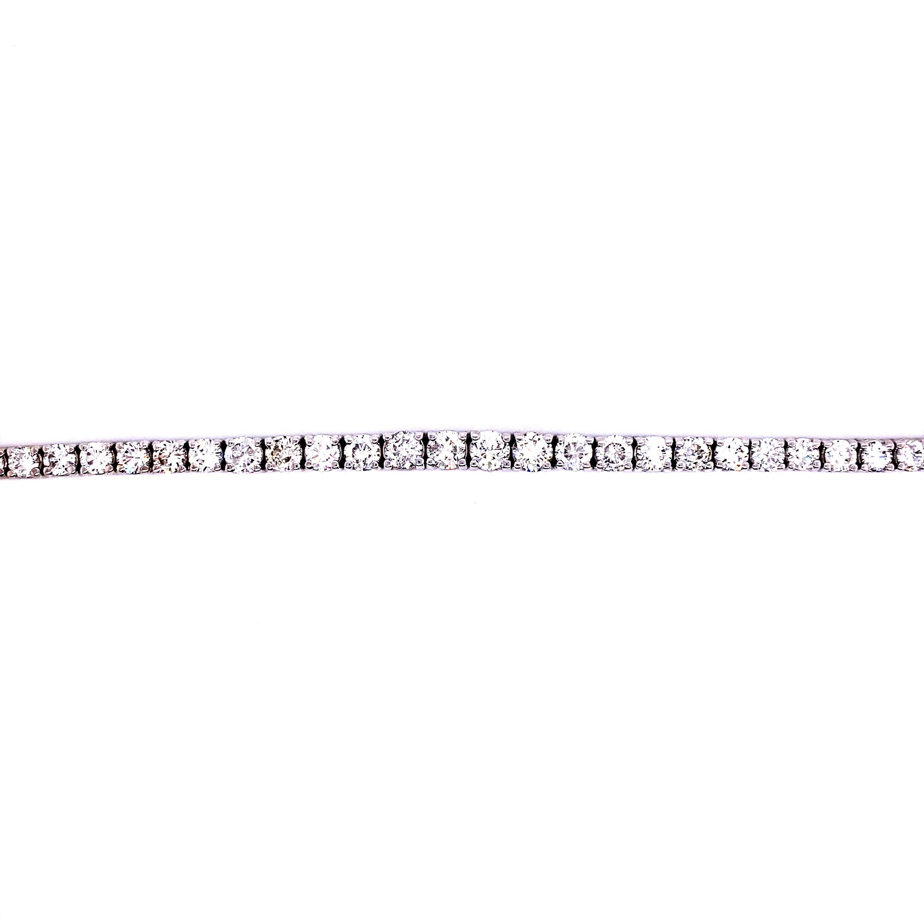 12.45 Carat Diamond Tennis Bracelet  

The Tennis bracelet was coined when the US professional tennis player Chris Evert, played a match in 1987, and her diamond line bracelet flew off her arm. She stopped to find it, and from that moment the
