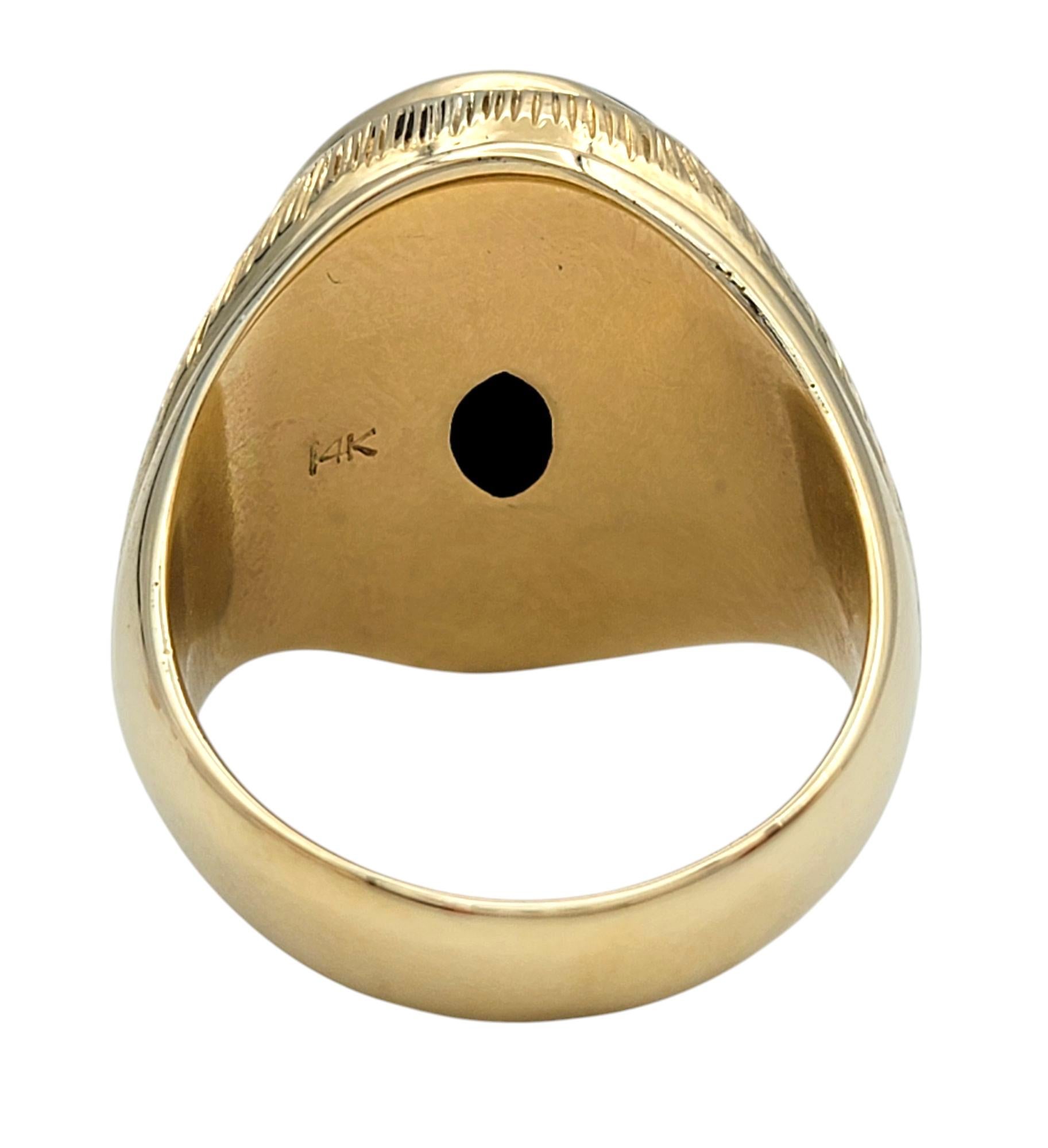 Women's or Men's 12.45 Carat Oval Cabochon Cut Blue Lapis Cocktail Ring in Textured Yellow Gold For Sale