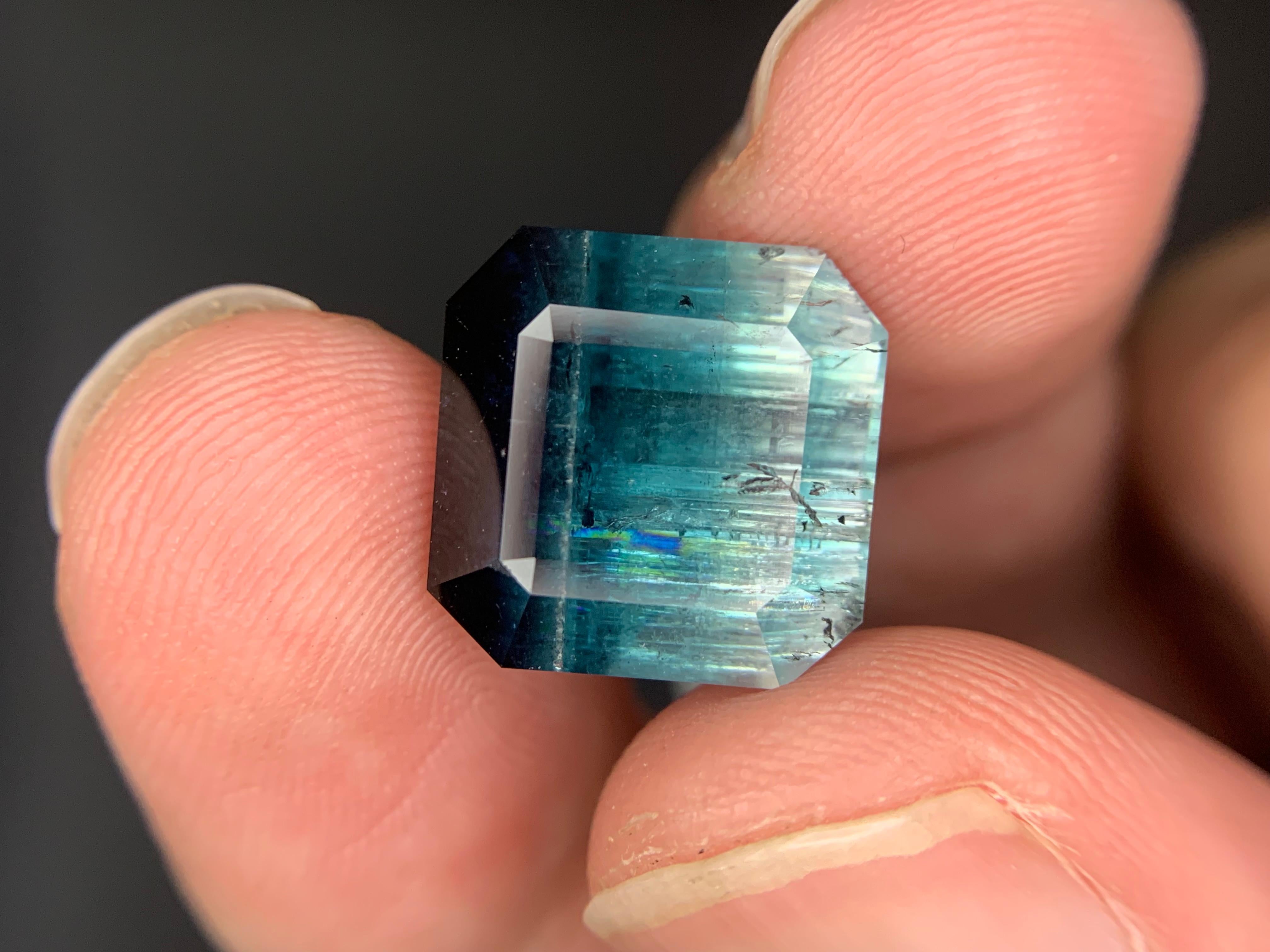 12.45 Carats Tourmaline tricolore en vrac Pierre précieuse naturelle de forme carrée en vente 10