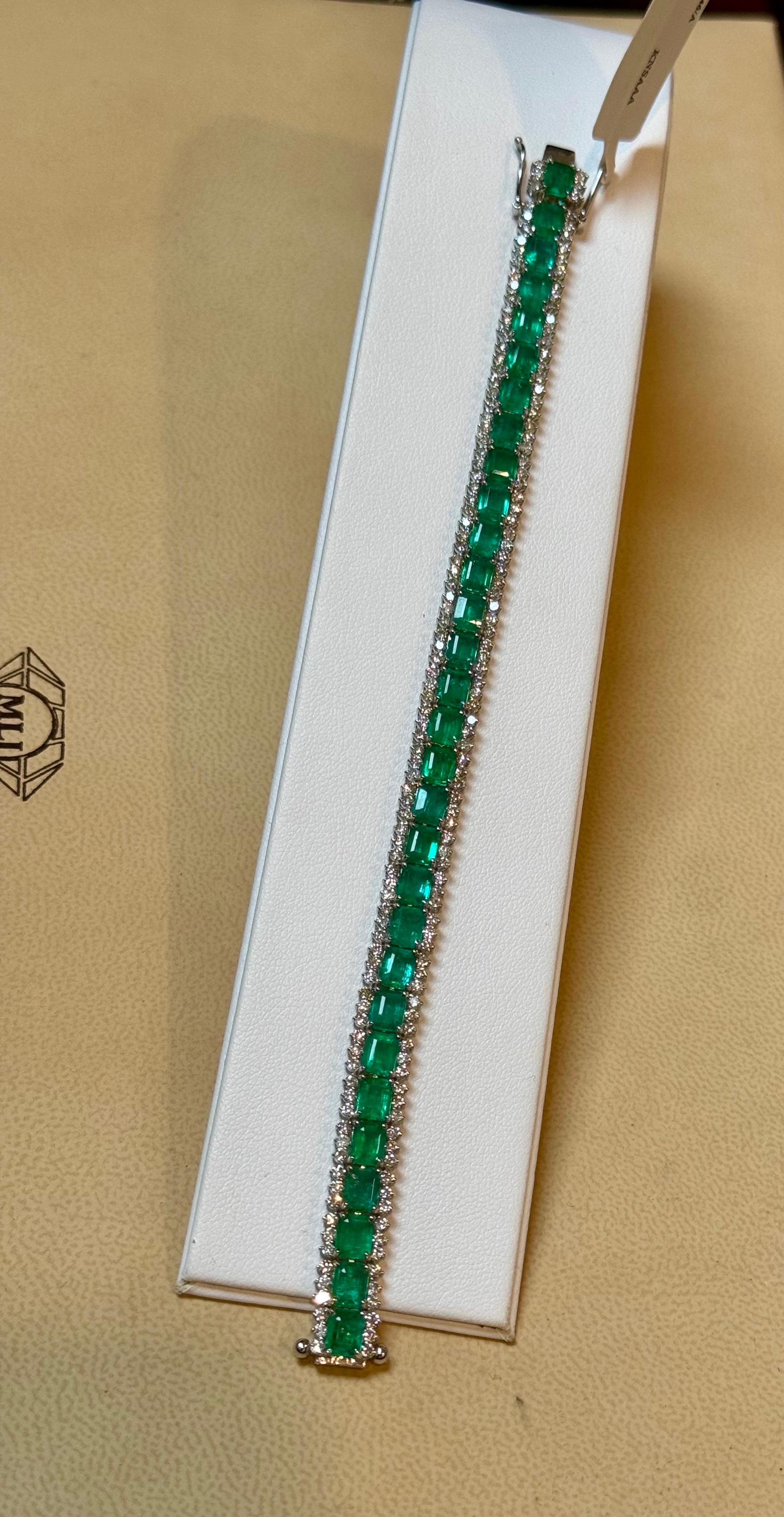 12.46 Ct Natural Zambian Tennis Bracelet with 3.25 Ct Diamonds and 18k Gold 4