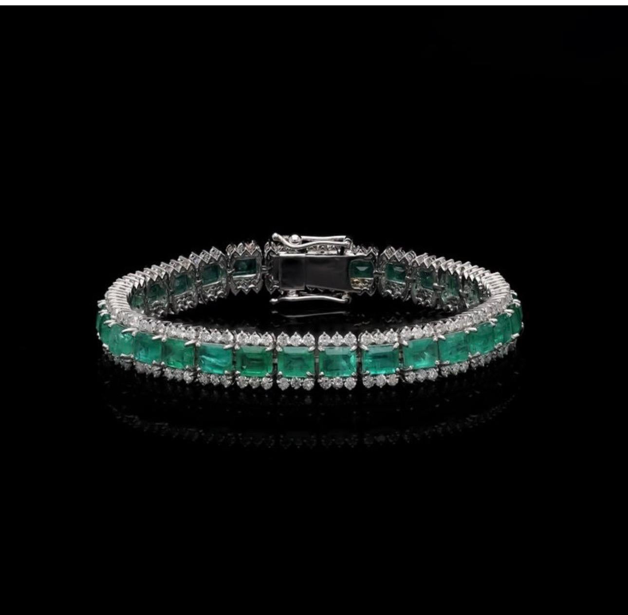 12,46 Karat natürliches sambisches Tennisarmband mit 3,25 Karat Diamanten und 18 Karat Gold (Kunsthandwerker*in) im Angebot