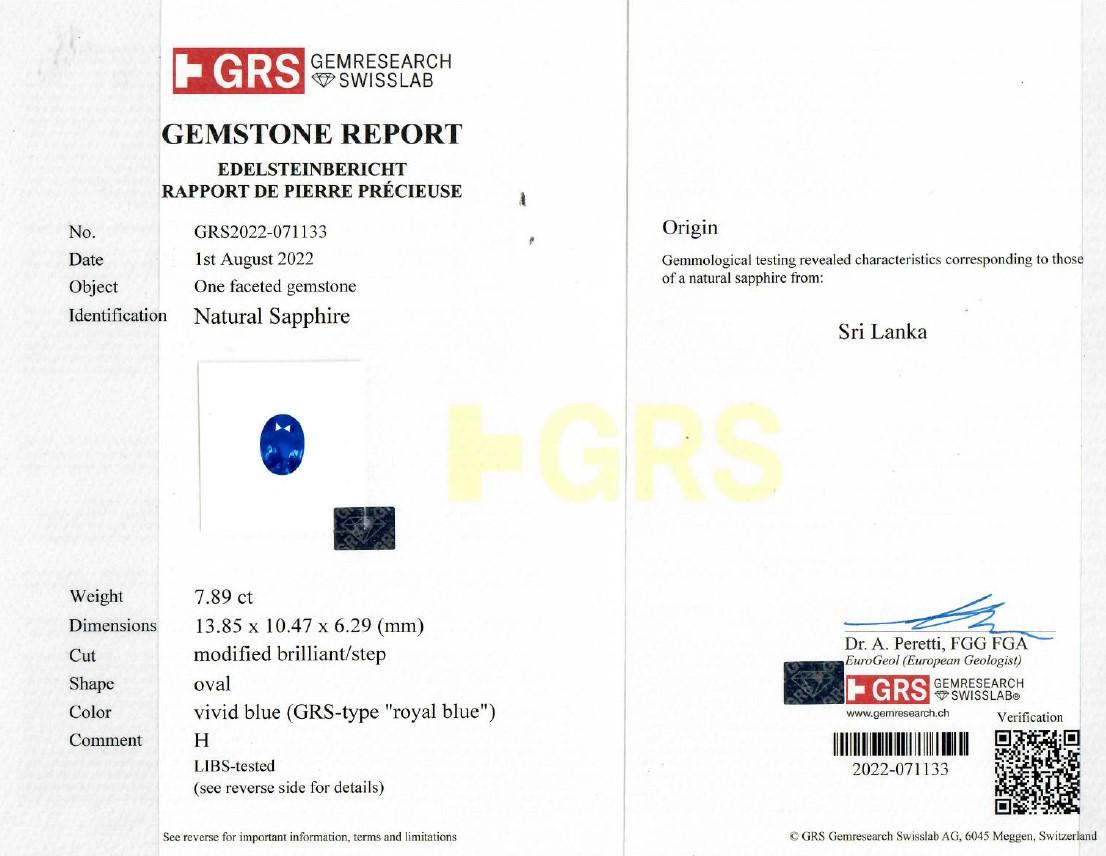 12,46 Karat GRS-zertifizierter ovaler Saphir & Diamantring aus Platin für Damen oder Herren im Angebot