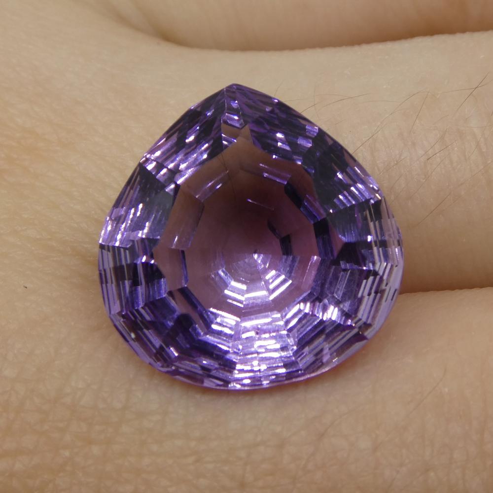 Description:

Gem Type: Amethyst
Number of Stones: 1
Weight: 12.46 cts
Measurements: 16.20x16x9.70mm
Shape: Pear
Cutting Style: Pear Fantasy Cut
Cutting Style Crown: Fantasy Cut
Cutting Style Pavilion: Fantasy Cut
Transparency: Transparent
Clarity: