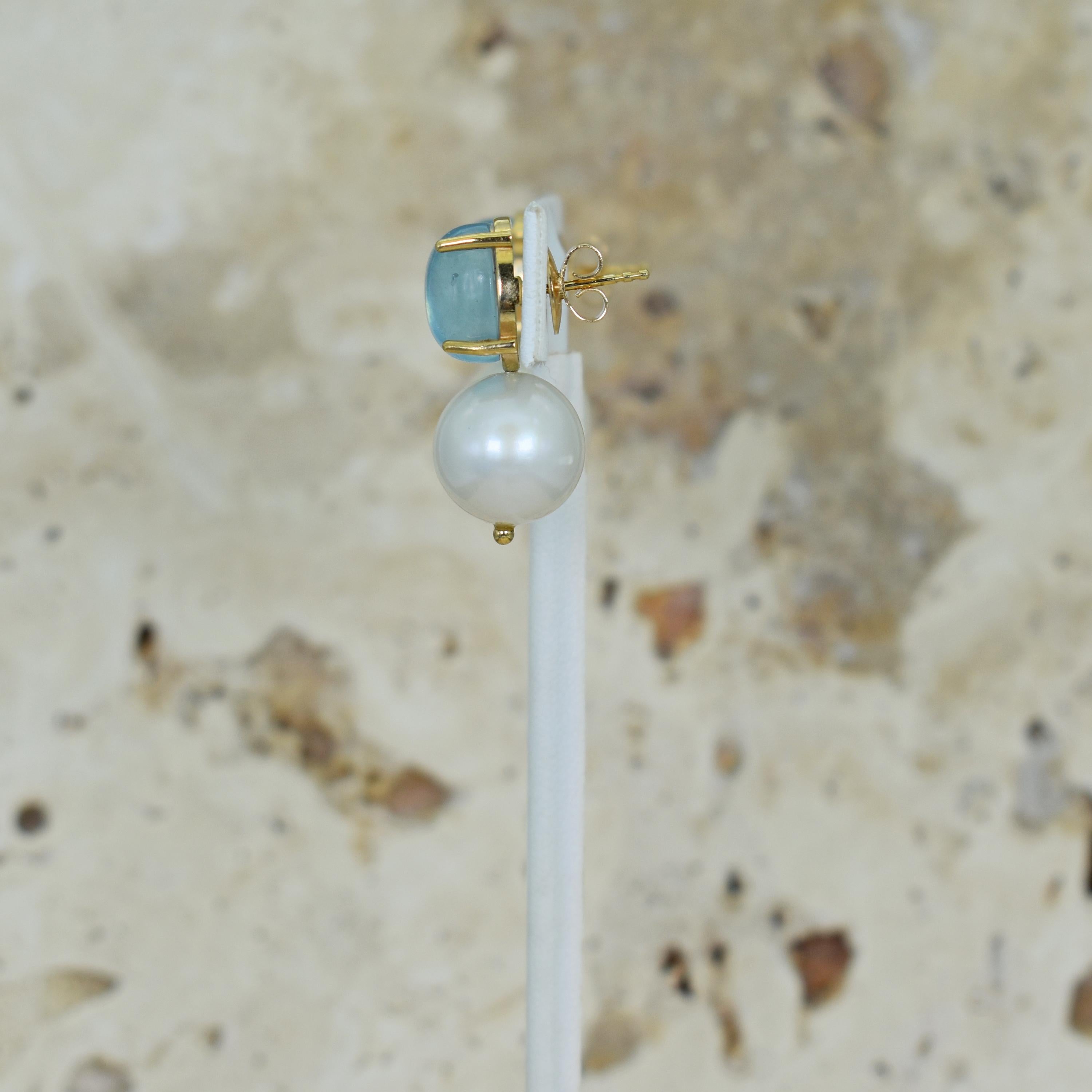 pearl and aquamarine earrings