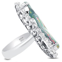 Anillo de 12,49 quilates de ópalo negro australiano certificado de la mina "Lightening Ridge" de 18 quilates