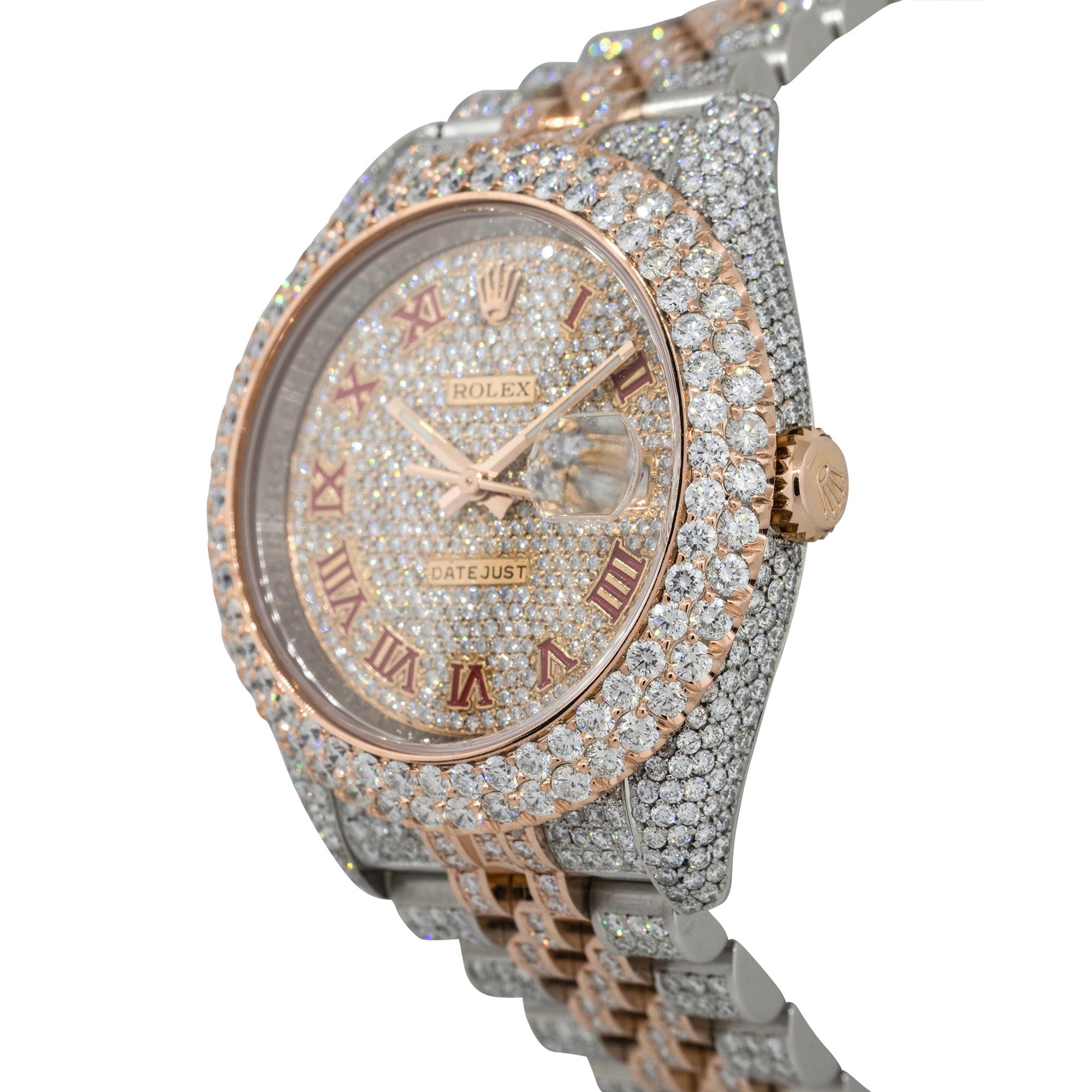 Round Cut 12.49 Carat Rolex 116201 Datejust Two-Tone Diamond Pave Watch