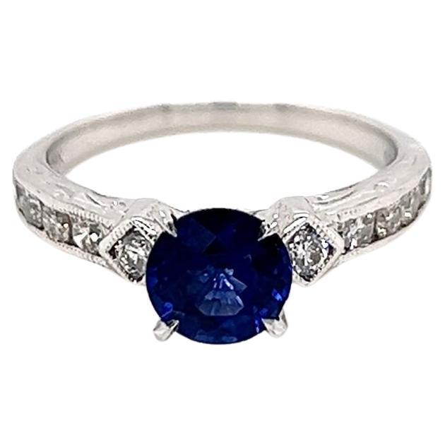 1.24 Total Carat Sapphire and Diamond Engagement Ring