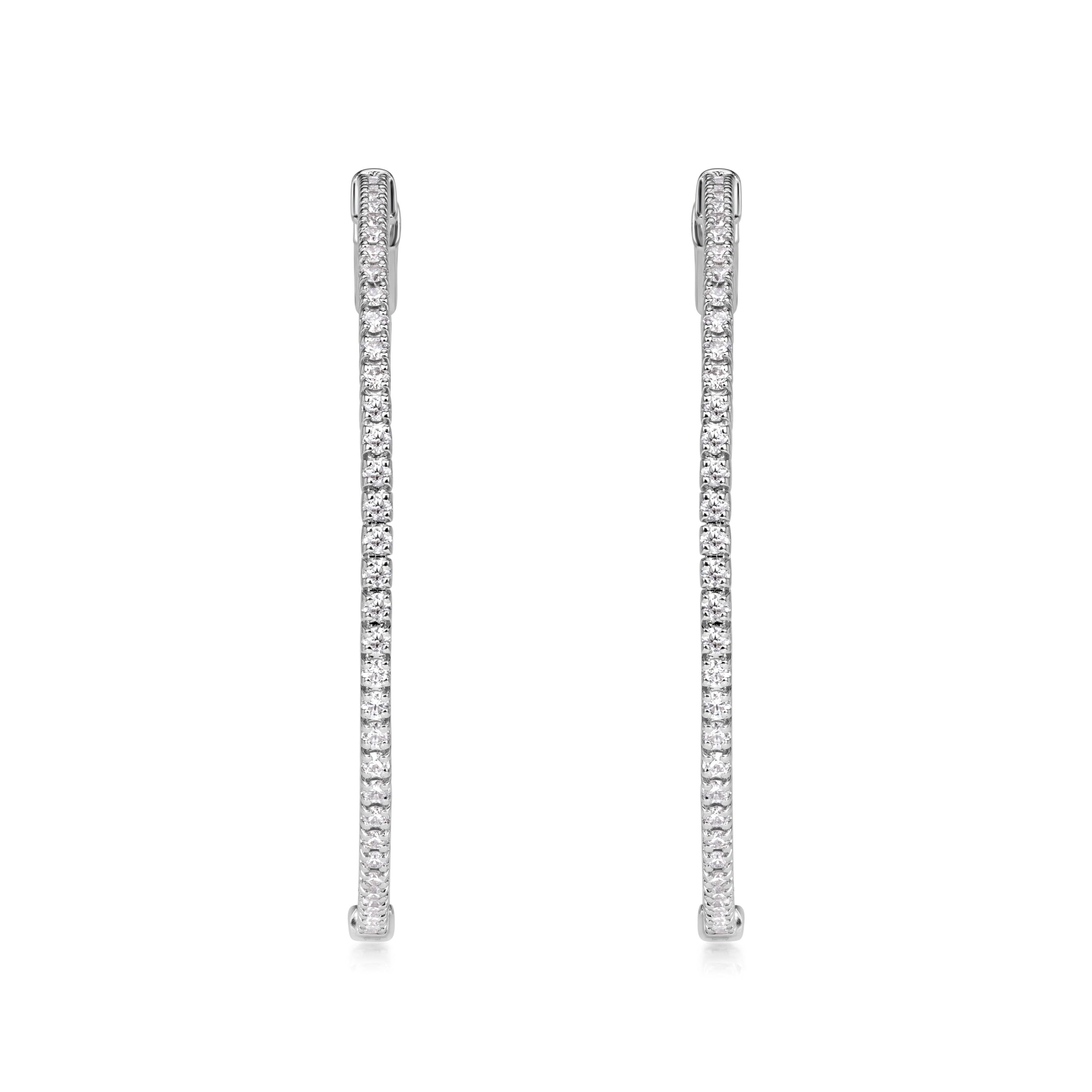 1.24ct 1.5 inch Diamond Pavé Hoop Earrings