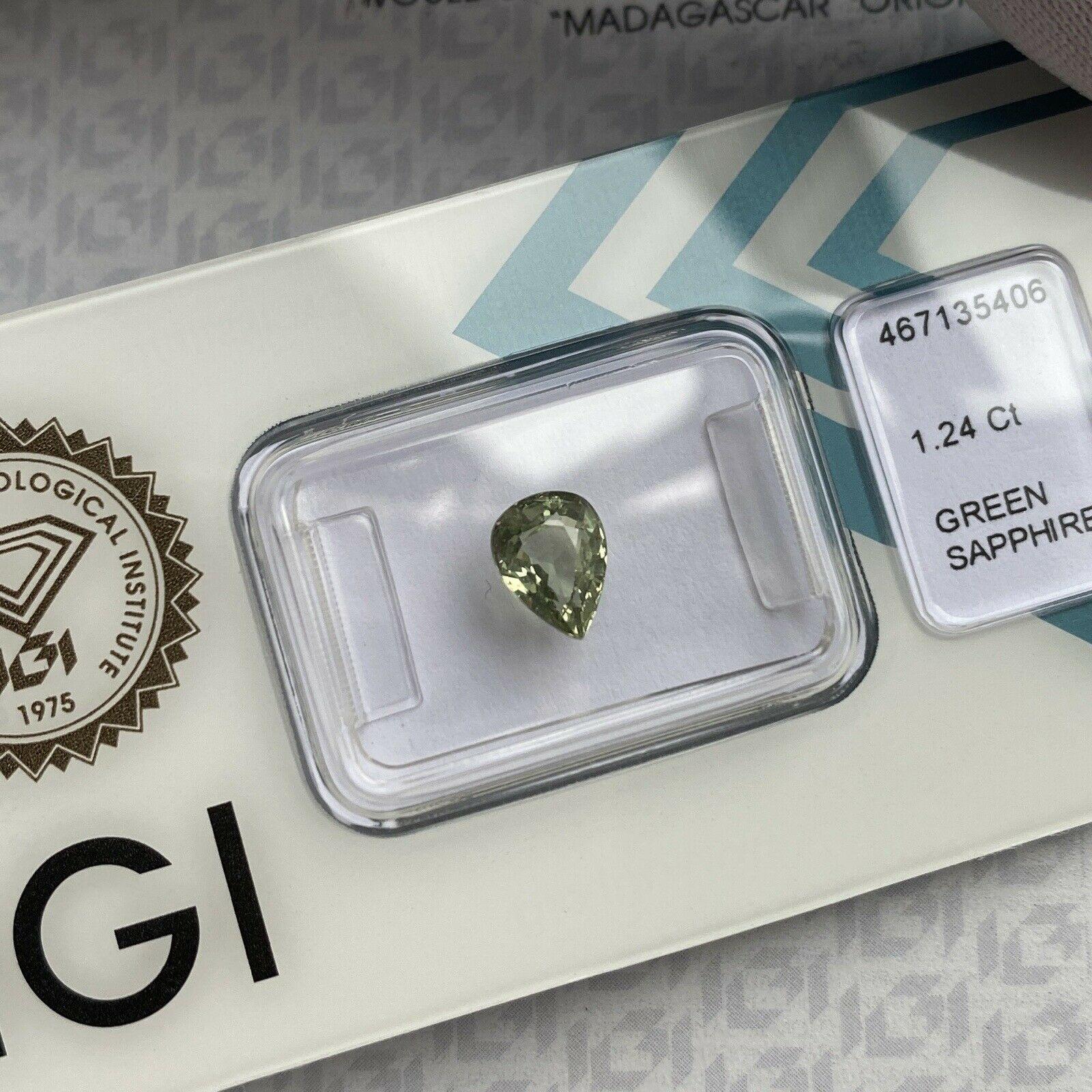 1.24ct Bright Yellow Green Untreated Sapphire Pear Teardrop Cut IGI Certified

Bright Yellow Green Sapphire In IGI Blister. 
1.24 Carat with an excellent pear teardrop cut and very good clarity, a very clean stone with only some small natural