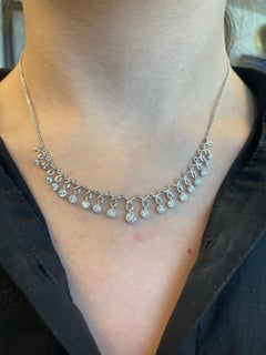 1.24ct Dangling Bezel Set Diamond Necklace 18k White Gold