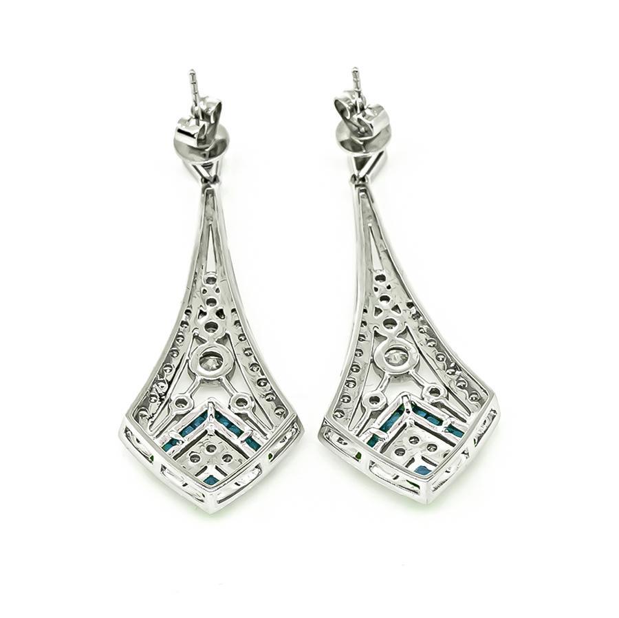 Orecchini Chandelier con diamante da 1,24 carati e zaffiro da 0,69 carati In condizioni buone in vendita a New York, NY