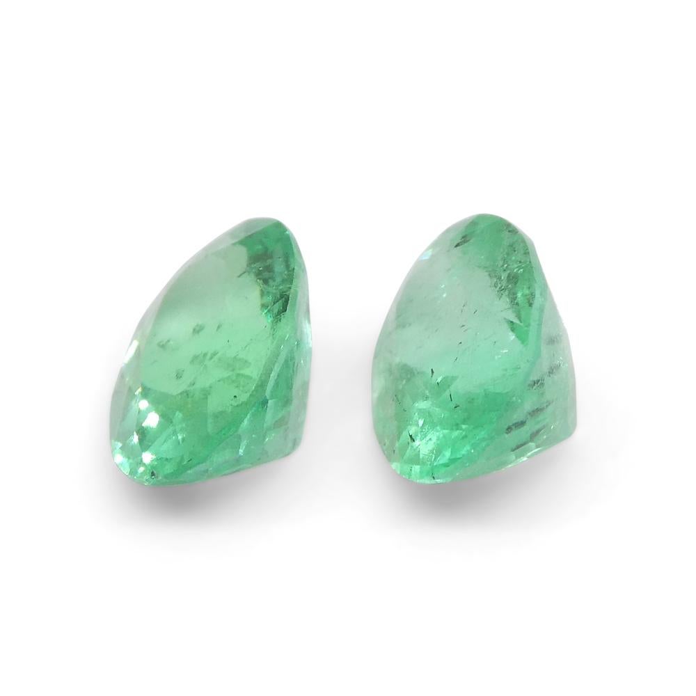 1.24ct Pair Oval Green Emerald from Colombia For Sale 8