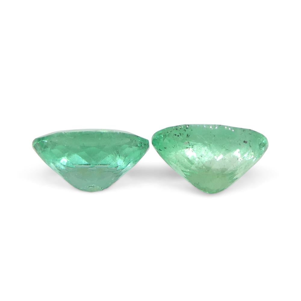 1.24ct Pair Oval Green Emerald from Colombia In New Condition For Sale In Toronto, Ontario
