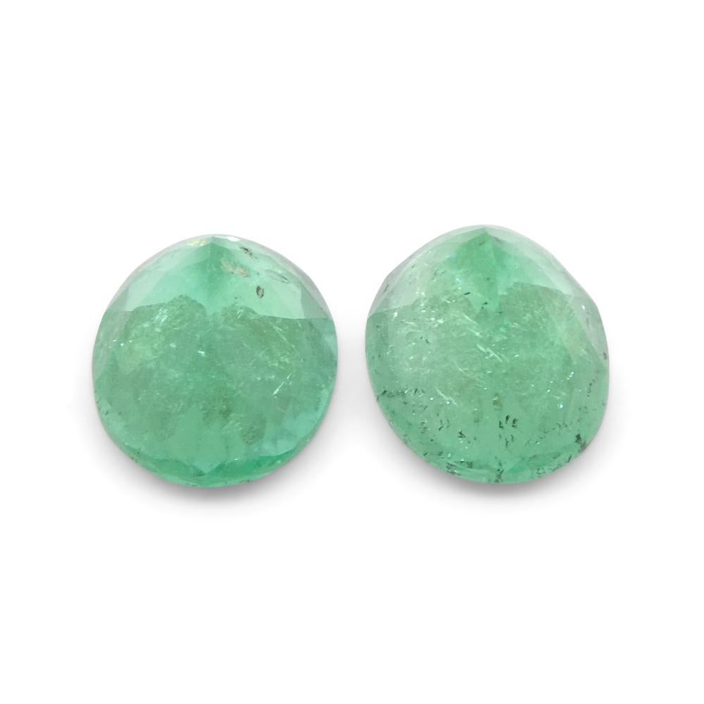 1.24ct Pair Oval Green Emerald from Colombia For Sale 3