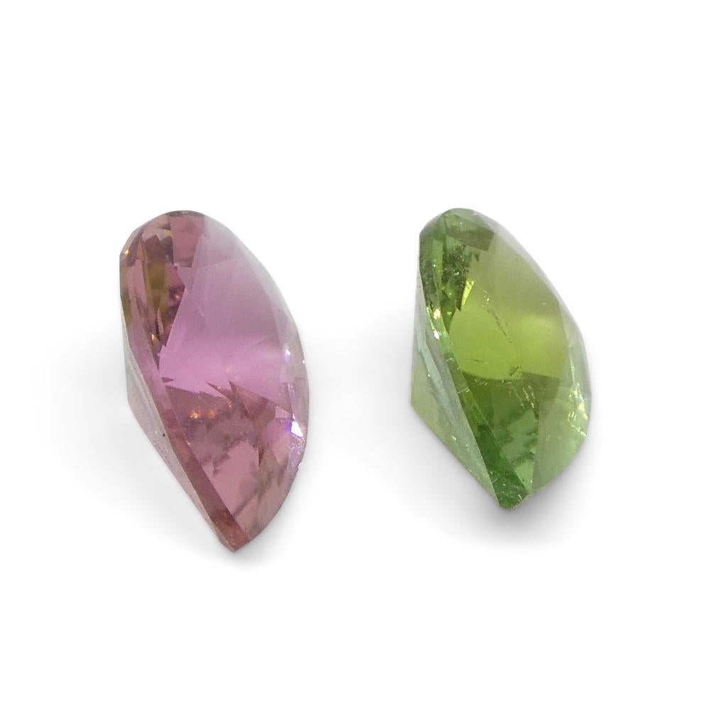 1.24ct Pair Pear Pink/Green Tourmaline from Brazil For Sale 5