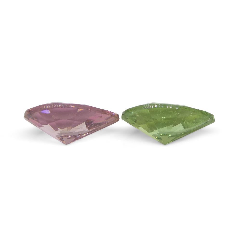 1.24ct Pair Pear Pink/Green Tourmaline from Brazil For Sale 6