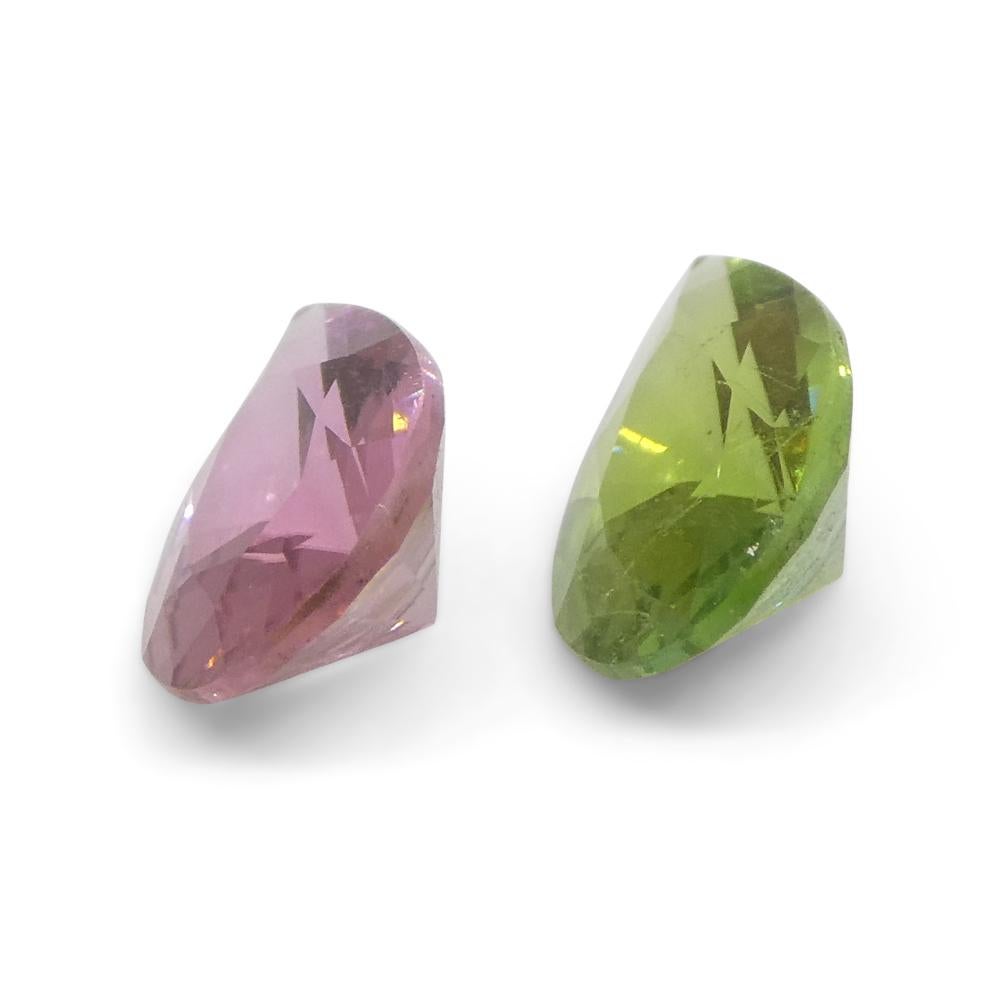 1.24ct Pair Pear Pink/Green Tourmaline from Brazil For Sale 7