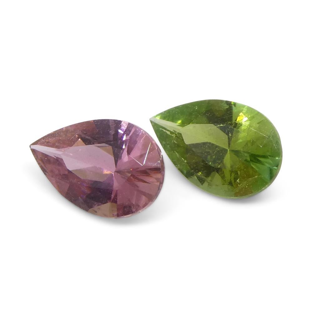 1.24ct Pair Pear Pink/Green Tourmaline from Brazil For Sale 8