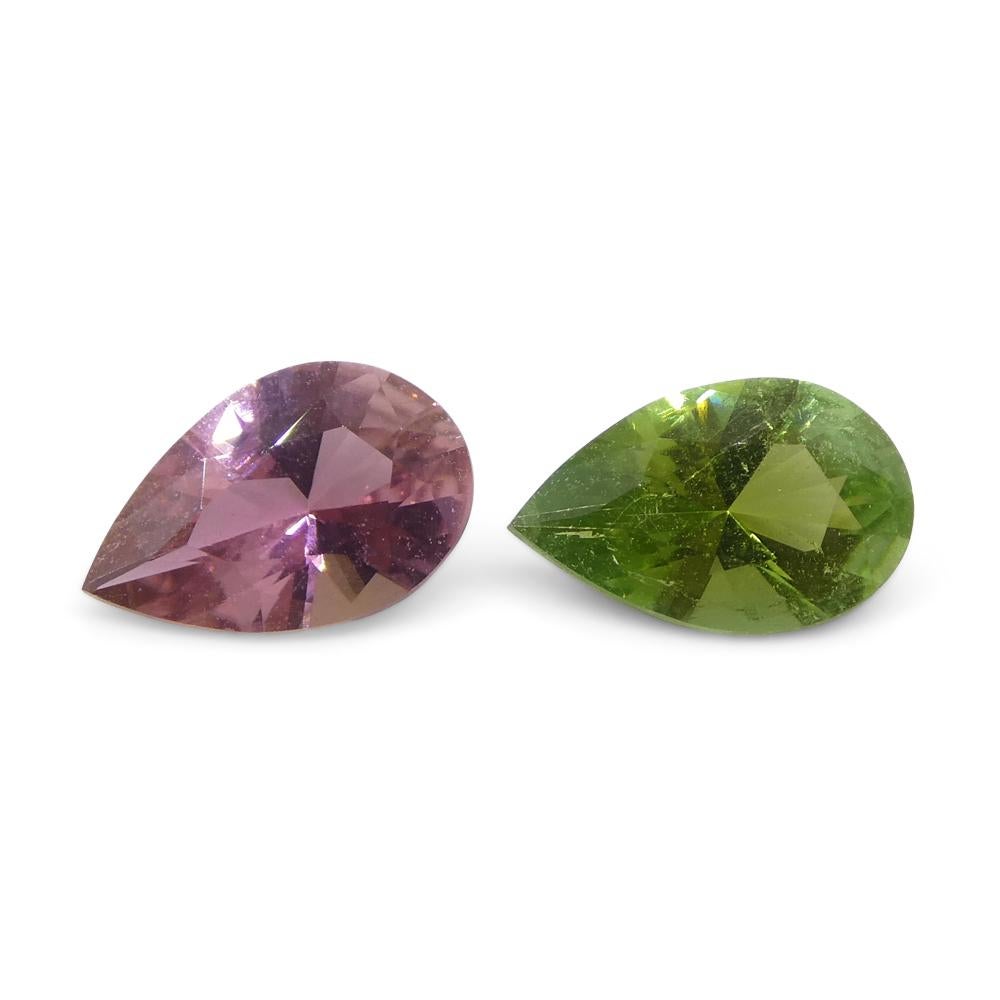 1.24ct Pair Pear Pink/Green Tourmaline from Brazil In New Condition For Sale In Toronto, Ontario