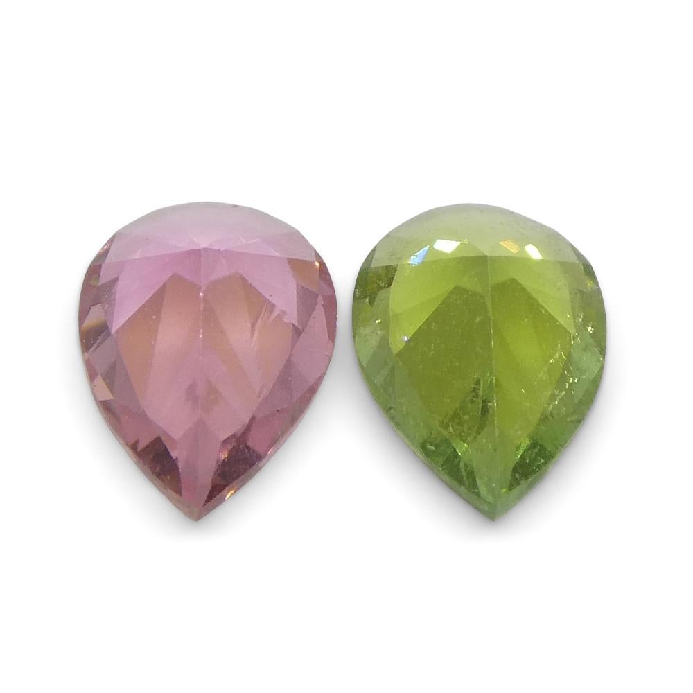 1.24ct Pair Pear Pink/Green Tourmaline from Brazil For Sale 2