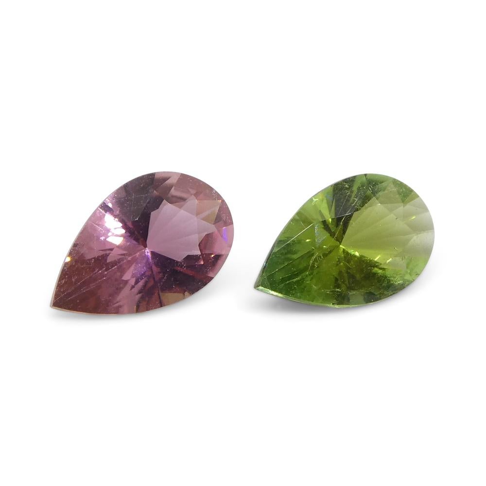 1.24ct Pair Pear Pink/Green Tourmaline from Brazil For Sale 4