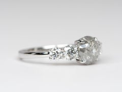 1.24ct Rose Cut Icy Diamond Brilliant Sides 14K White Gold Engagement Ring R6290