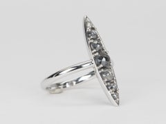 Anello Navette con Diamante Sale e Pepe 1,24ct Taglio Rosa Oro Bianco 14K R6587