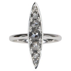 Anello Navette con Diamante Sale e Pepe 1,24ct Taglio Rosa Oro Bianco 14K R6587